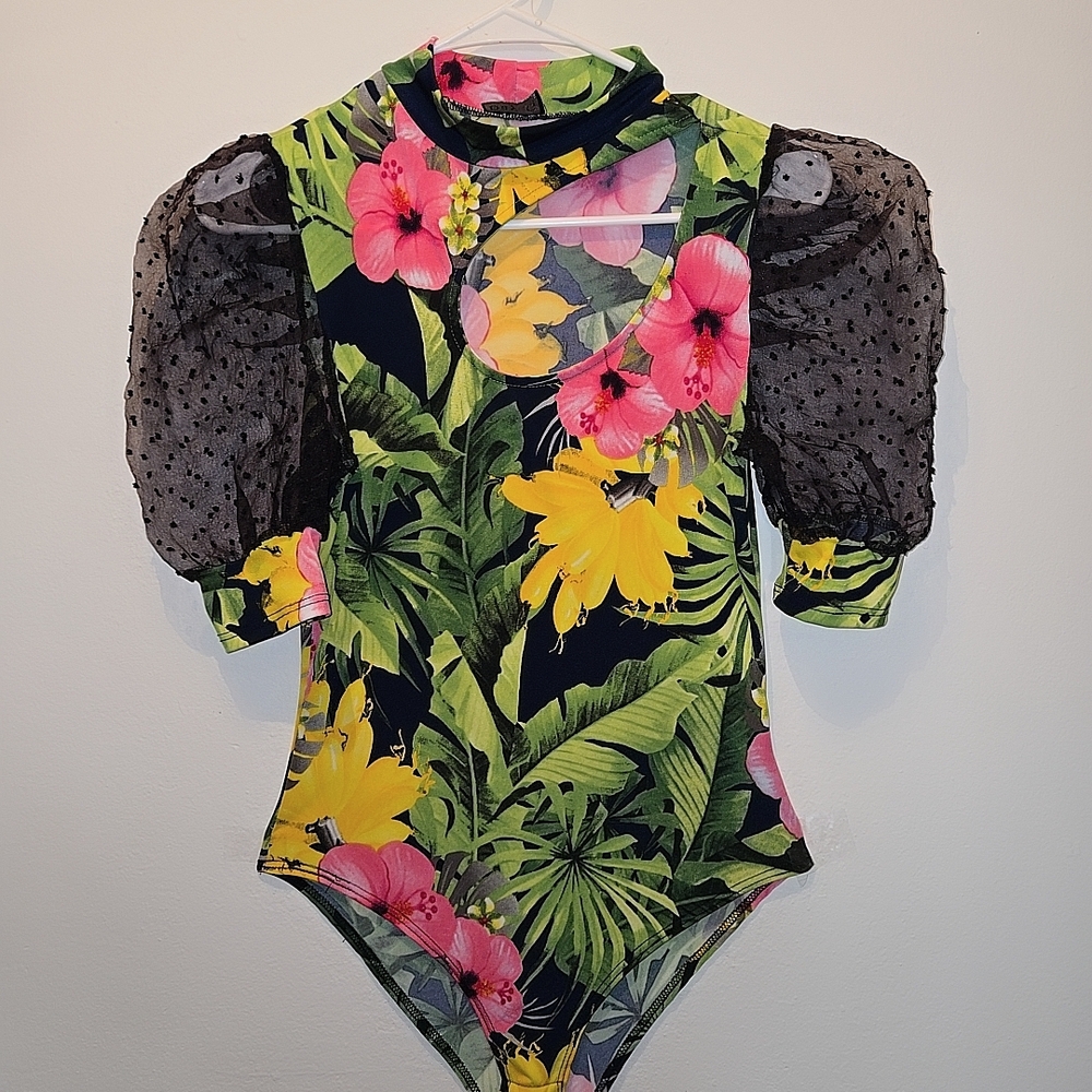 Floral Puff Sleeve Bodysuit